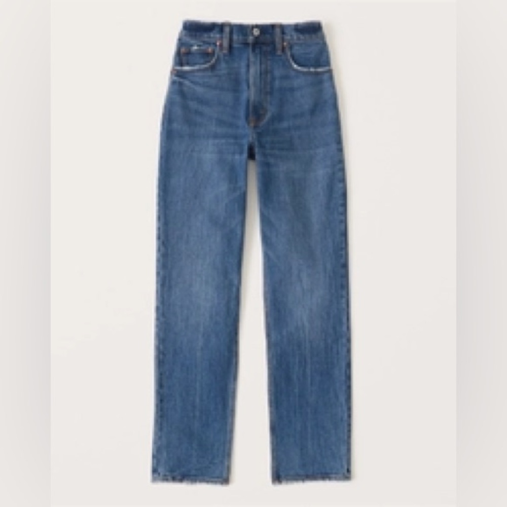 Abercrombie women’s dark wash 90s straight jeans curve love